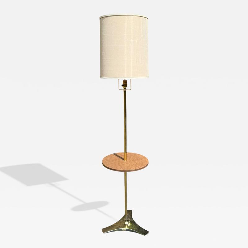  Laurel Lamp Company MID CENTURY MODERNIST TRIPOD BASE BRASS WOOD TABLE FLOOR LAMP BY LAUREL