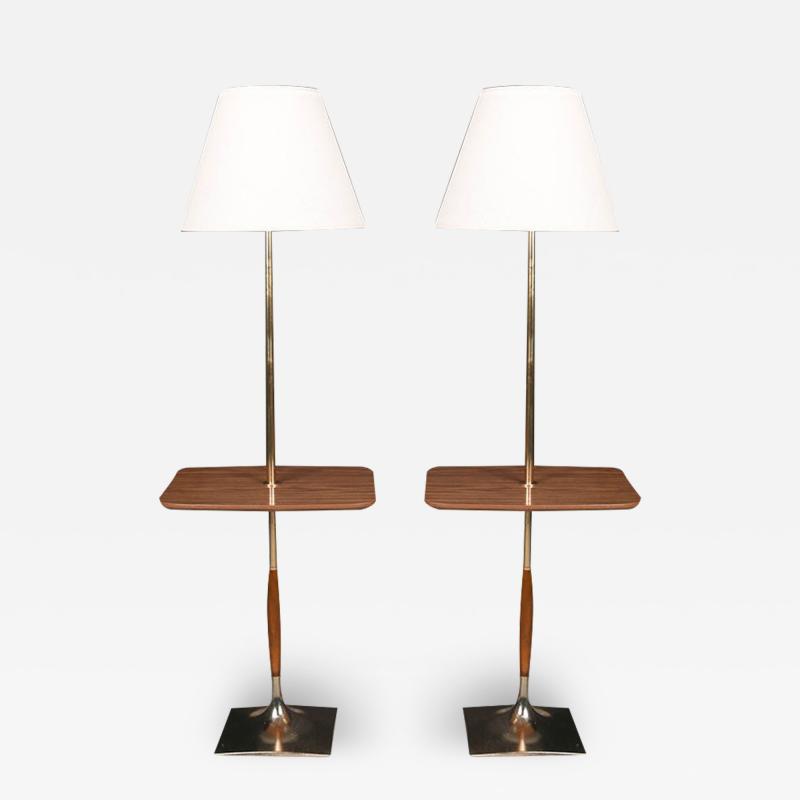  Laurel Lamp Company Mid Century Laurel Brass Floor Table Lamps Pair