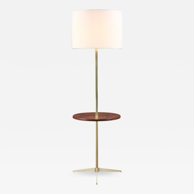  Laurel Lamp Company Mid Century Sculpted Brass Tripod Floor Lamp w Side Table by Laurel