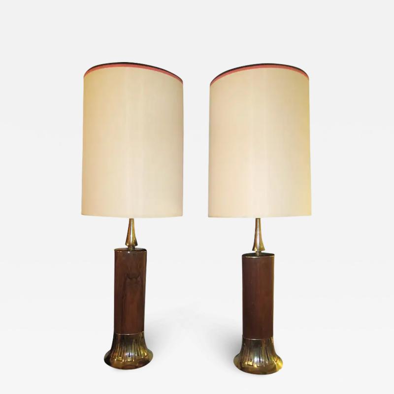  Laurel Lamp Company Pair Of Rosewood And Brass Tall Laurel Lamps Mid century Danish