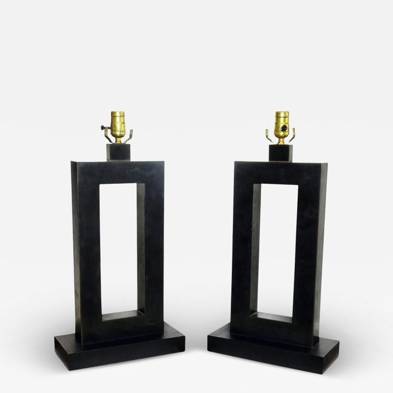  Laurel Lamp Company Pair of American Modern Rubbed Bronze Table Lamps Laurel Lamp Company