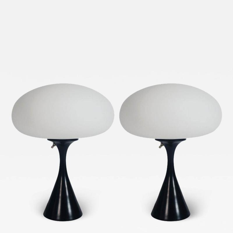  Laurel Lamp Company Pair of Mid Century Modern Laurel Mushroom Table Lamps in Black White