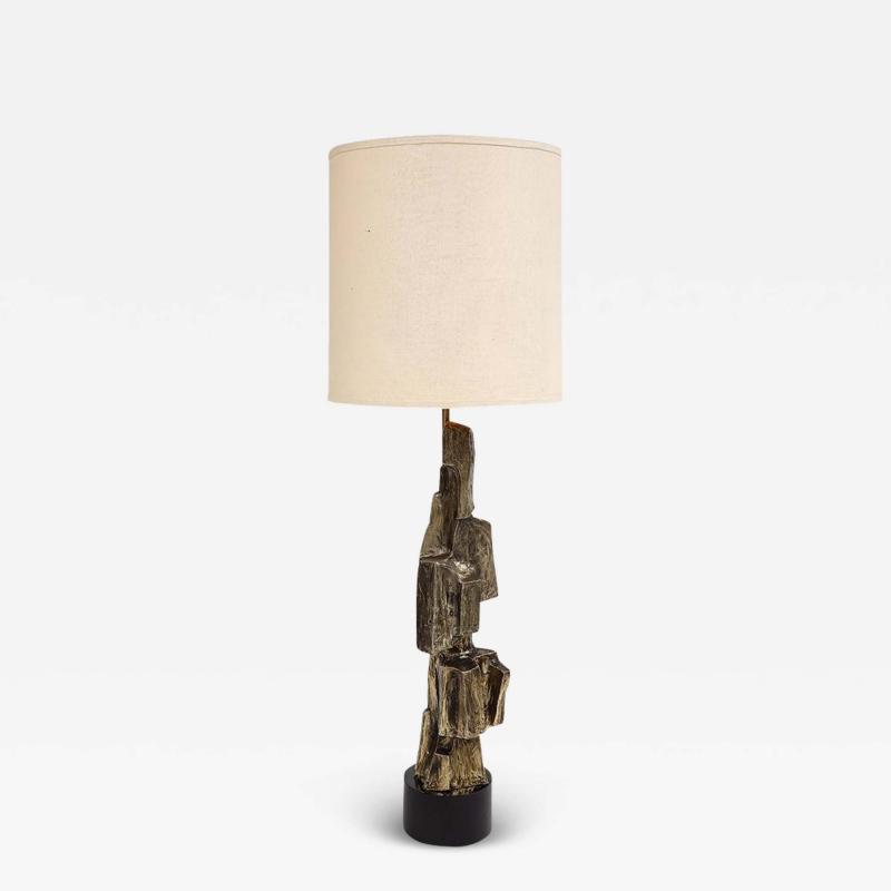  Laurel Lamp Company Tall Laurel Table Lamp Brutalist Cubist Brass Bronze