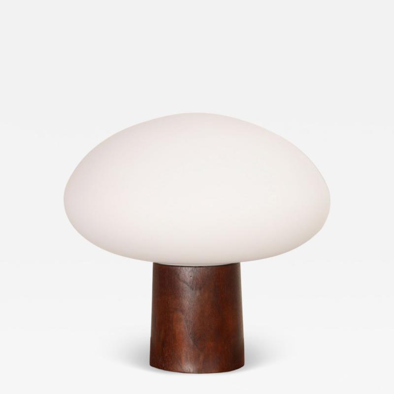  Laurel Lamp Company Vintage Mushroom Table Lamp with Frosted Glass Shade and Walnut Base by Laurel