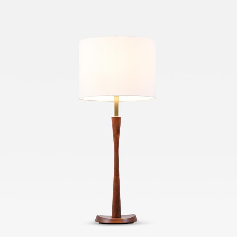  Laurel Light Co Mid Century Modern Walnut Brass Accent Table Lamp by Laurel