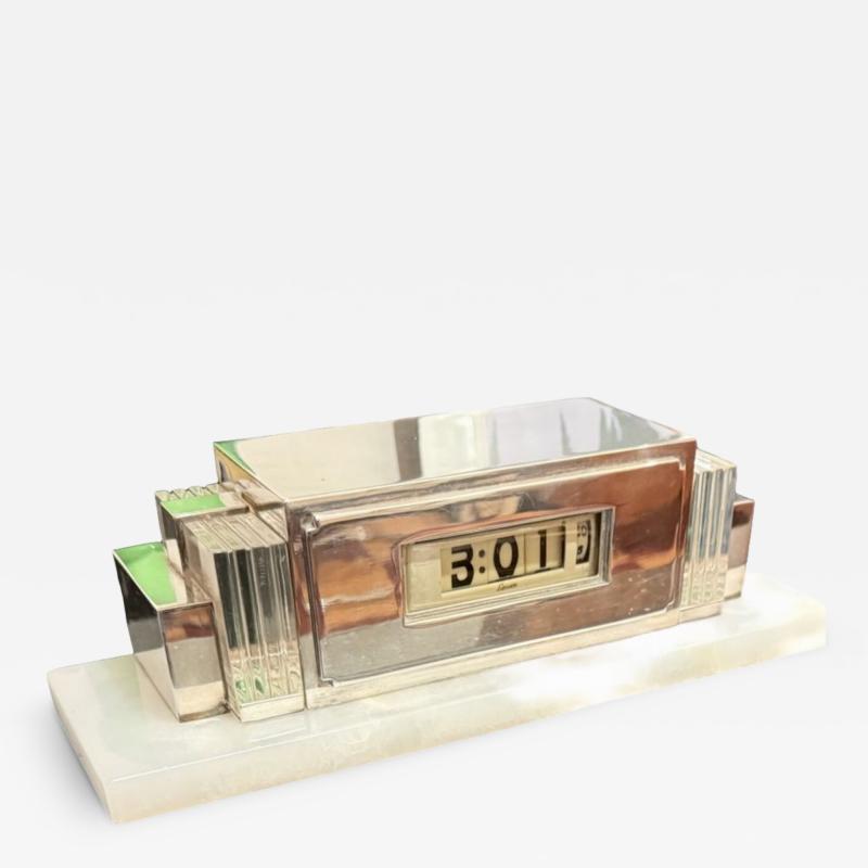  Lawson Time Inc Rare Lawson Model 975 Silver Lucite Onyx Clock