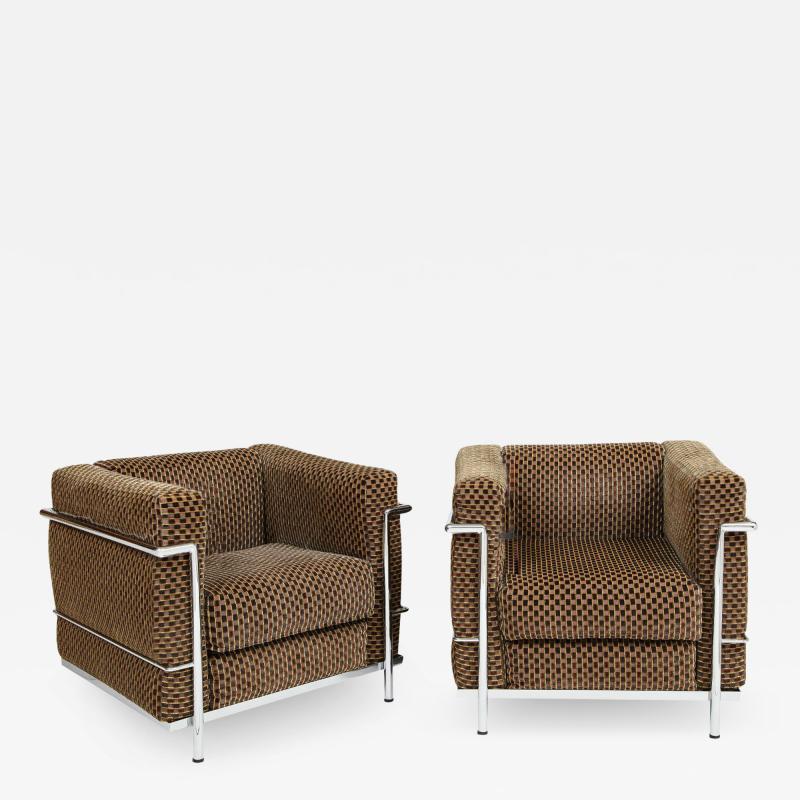  Le Corbusier Corbusier Pair of Iconic Model LC2 Club Chairs in Chrome 1990s