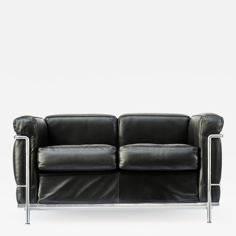  Le Corbusier Jeanneret Perriand Pair of LC2 Two Seats Sofas by Le Corbusier edited by Cassina