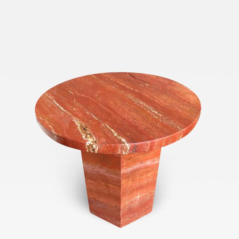  Le Lampade Red Travertine Marble Side Table by Le Lampade