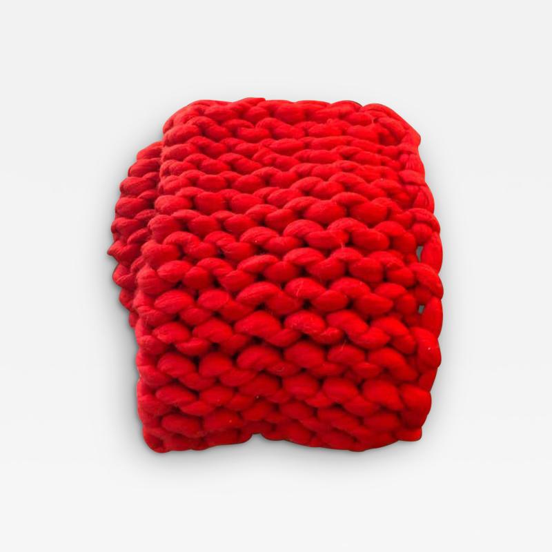  Le Lampade Roma Red Loop Wool Throw by Le Lampade