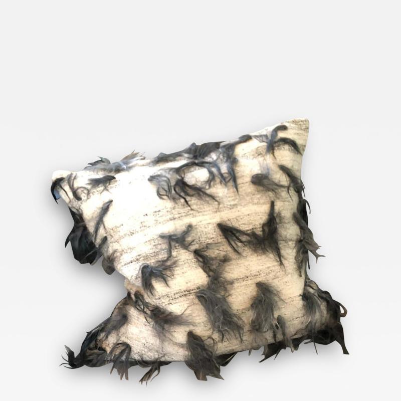  Le Lampade Unico Grey and White Wool Pillow by Le Lampade