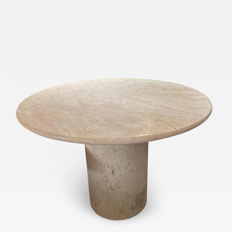  Le Lampade White Roman Travertine Bistro Table by Le Lampade