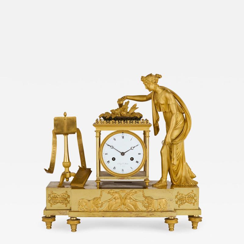  Le Roy et fils Empire period ormolu mantel clock by Le Roy et fils