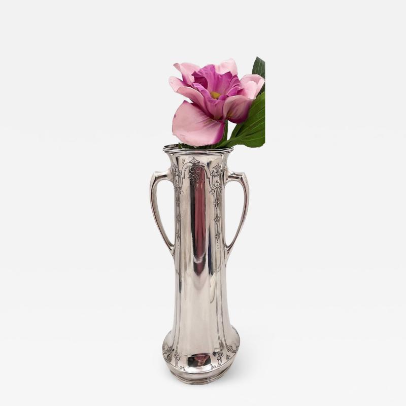  Lebkuecher Lebkuecher Sterling Silver Tall Vase in Art Nouveau Arts Crafts Style