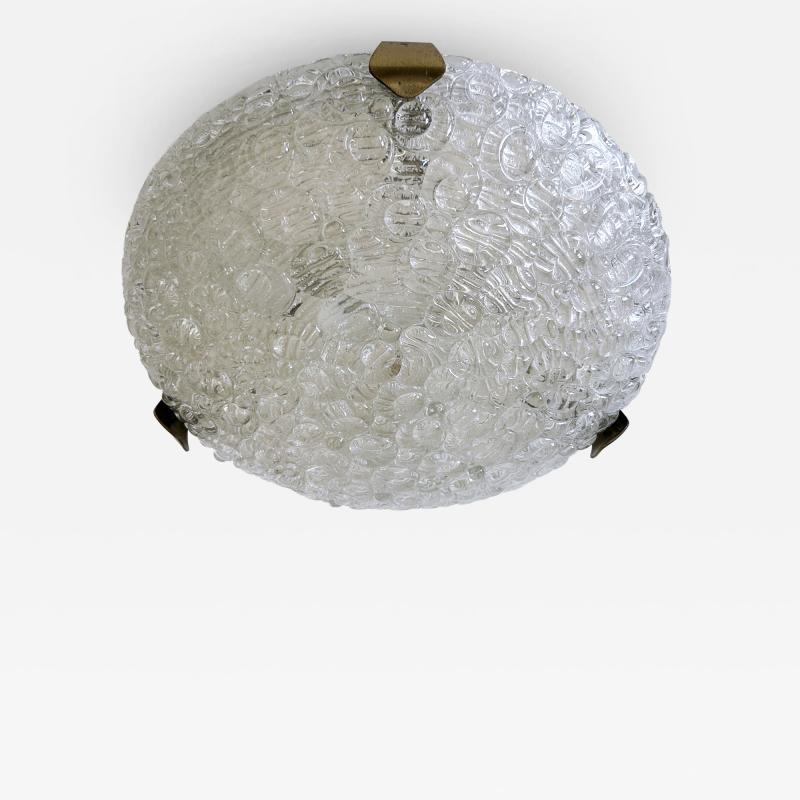  Leclaire Sch fer Amazing Mid Century Ice Glass Flush Mount or Sconce by Leclaire Sch fer 1960s
