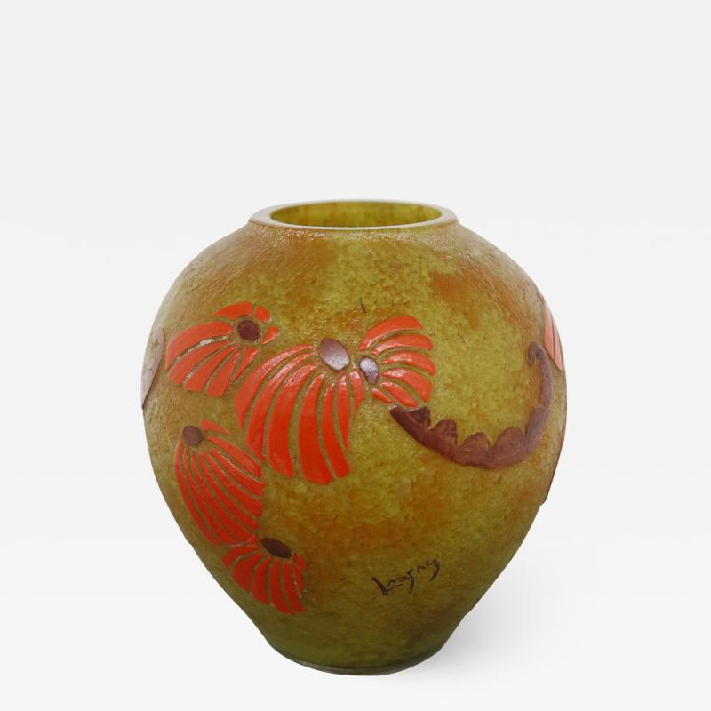  Legras Legras Vase France Art dec in glass hot glazes signed 1920s