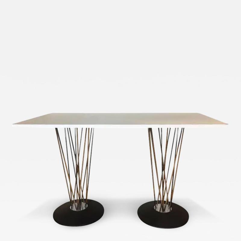  Leland International Leland International Marquette Table W Stainless Steel Double Pedestal Form