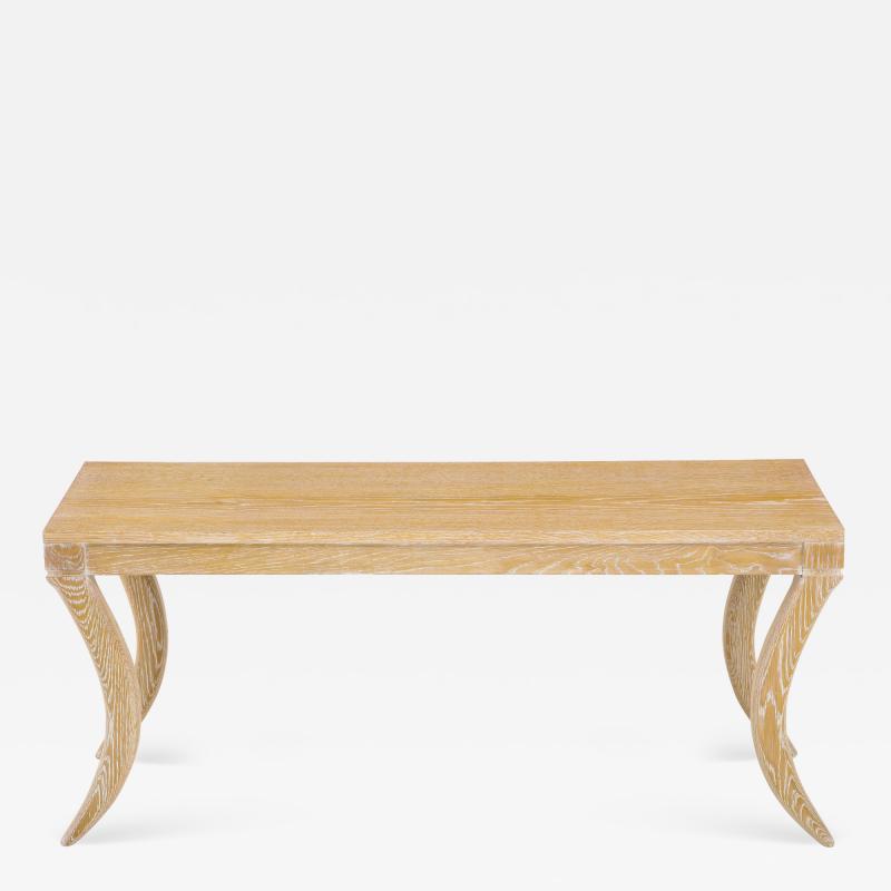  Lerebours Bespoke Custom Cerused Oak Bench Cocktail Table on Sabre Legs