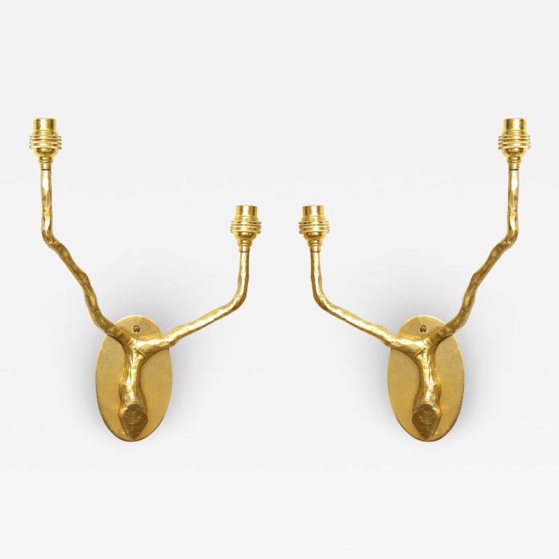  Lerebours Bespoke Pair of Custom Arbre Brass Sconces