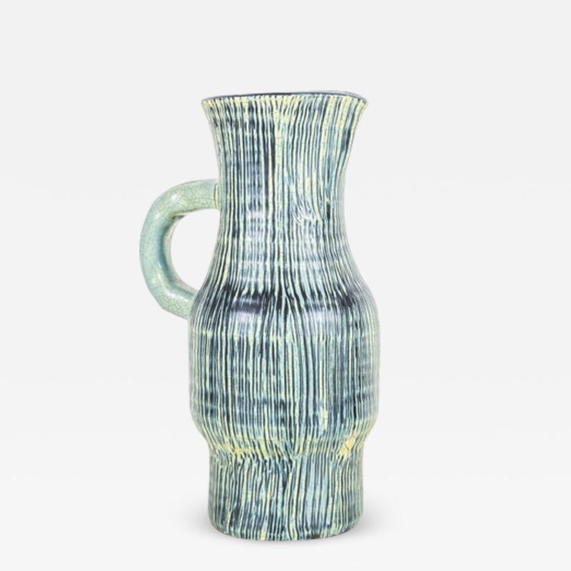  Les Potiers D Accolay Rare Glazed Turquoise Ceramic Accolay Pitcher