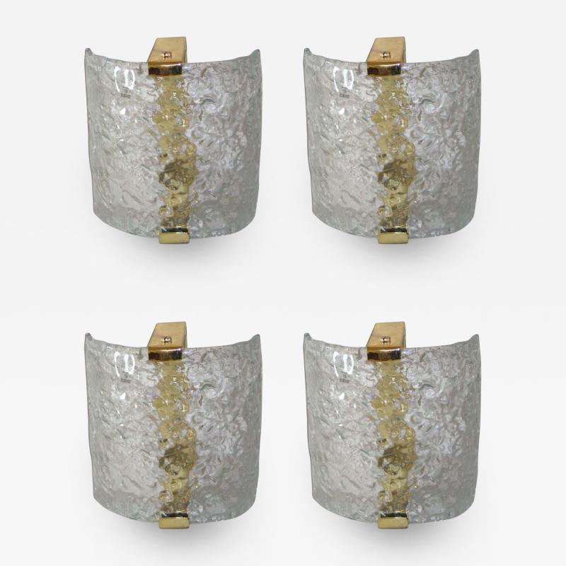 Leucos 4 Italian Mid Century Modern Murano Venetian Glass Sconces by Leucos