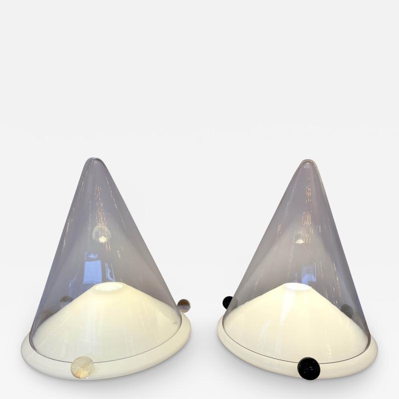  Leucos Pair of Lamps Murano Glass by Leucos Italy 1980s