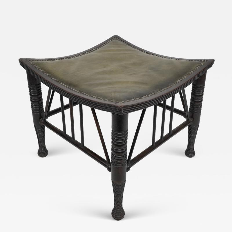  Liberty Co Liberty Co A Large Size Walnut Thebes Stool with ring turned legs stretchers