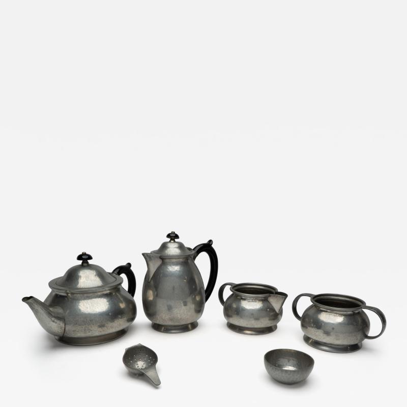  Liberty Co Liberty Co An Arts Crafts Six Piece Pewter Tudric Tea Set