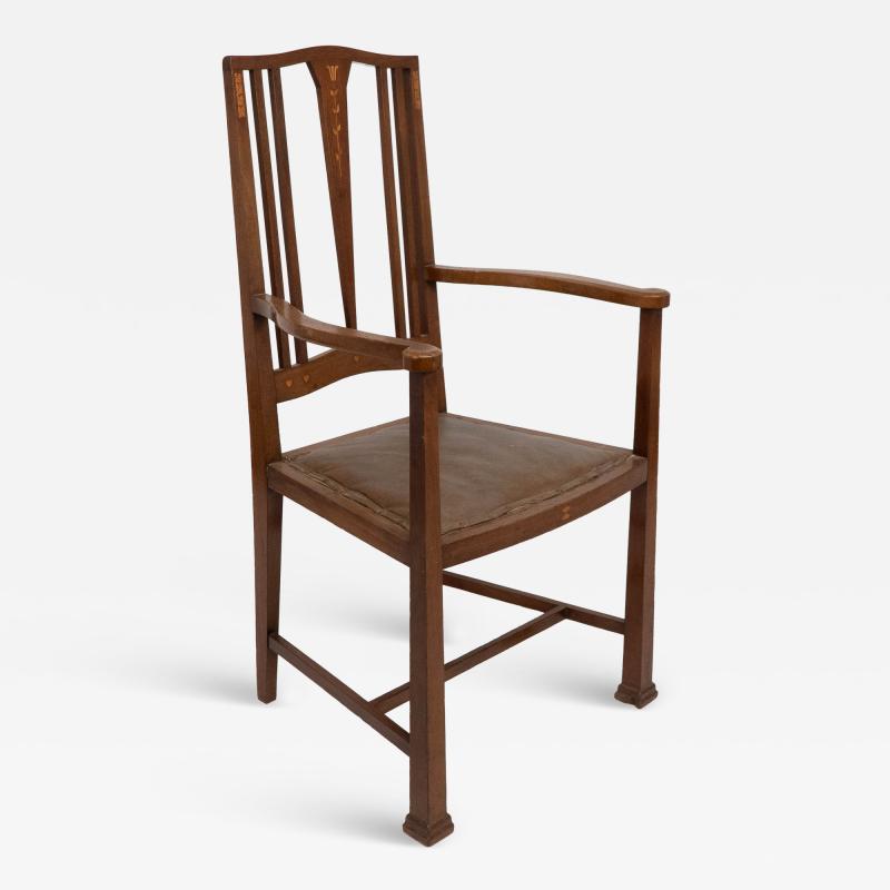  Liberty Co Liberty Co Arts Crafts armchair inlaid with hearts subtle floral inlays 