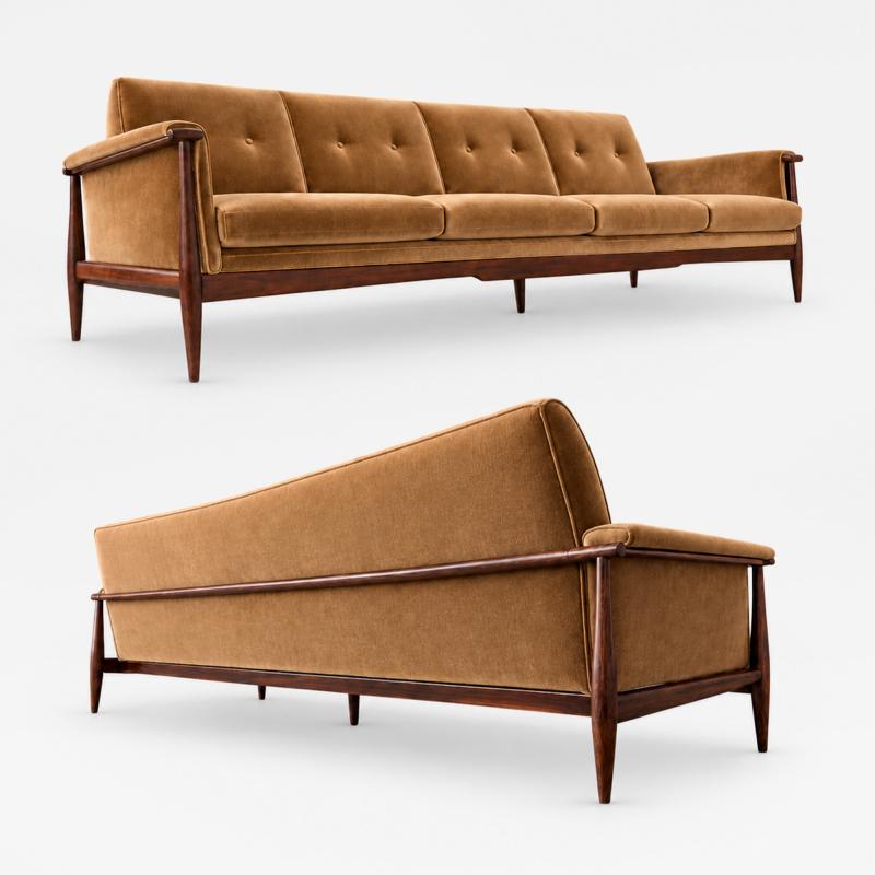  Liceu de Artes e Of cios Canoa Sofa in Rosewood and Camel Velvet Liceu de Artes e Of cios Lot 856C
