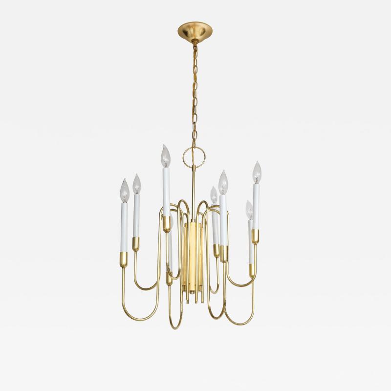  Lightolier 1960s Tommi Parzinger Style Brass Chandelier By Lightolier