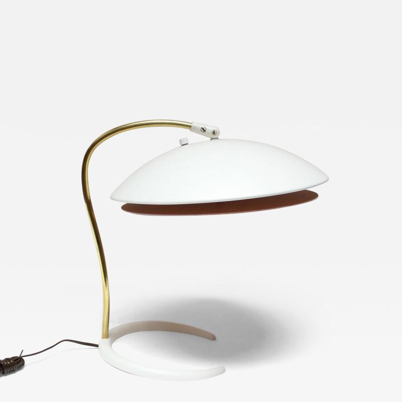  Lightolier Gerald Thurston for Lightolier Brass and Metal Table Lamp with Crescent Base