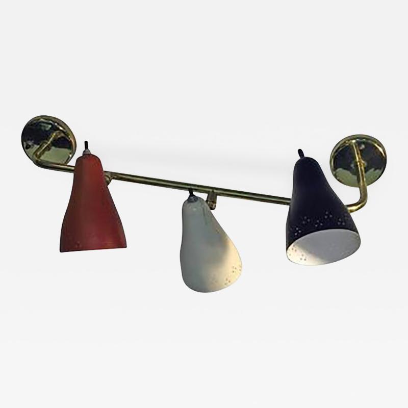  Lightolier Great Lightolier Mid Century Three Enameled Metal Shade Light Sconce