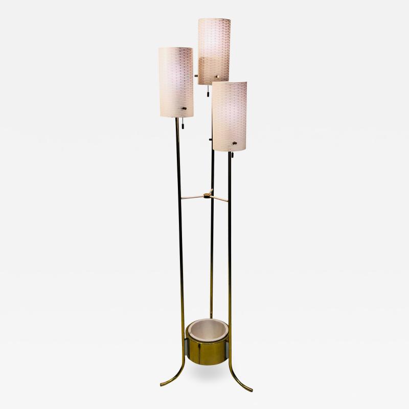  Lightolier LIGHTOLIER MODERNIST BRASS AND WHITE FLOOR LAMP