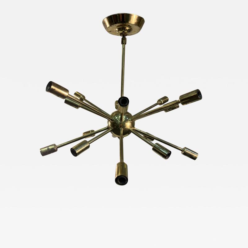  Lightolier MID CENTURY BRASS 16 LIGHT SPUTNIK CHANDELIER