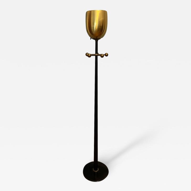  Lightolier MID CENTURY BRASS AND BLACK ENAMEL TORCHIERE