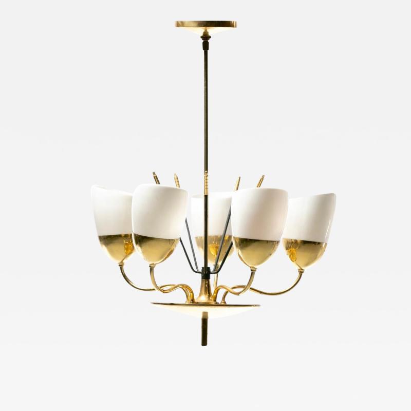  Lightolier Mid Century Modern Lightolier Chandelier in the Style of Paavo Tynell c 1950s