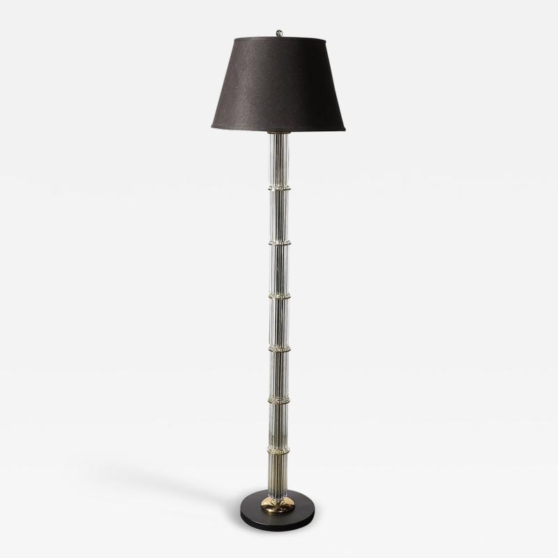  Lightolier Mid Century Polished Brass with Glass Rod Detailing Floor Lamp by Lightolier