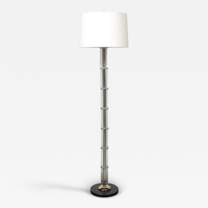  Lightolier Mid Century Polished Brass with Glass Rod Detailing Floor Lamp by Lightolier