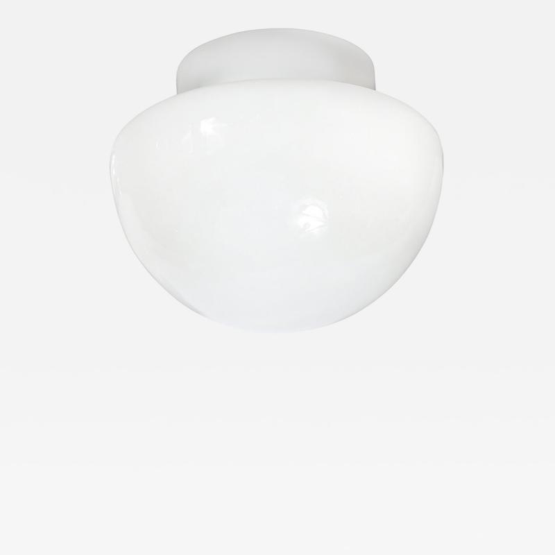  Lightolier Mid Century Reverse Dome Form Milk Glass Flush Mount Chandelier by Lightolier