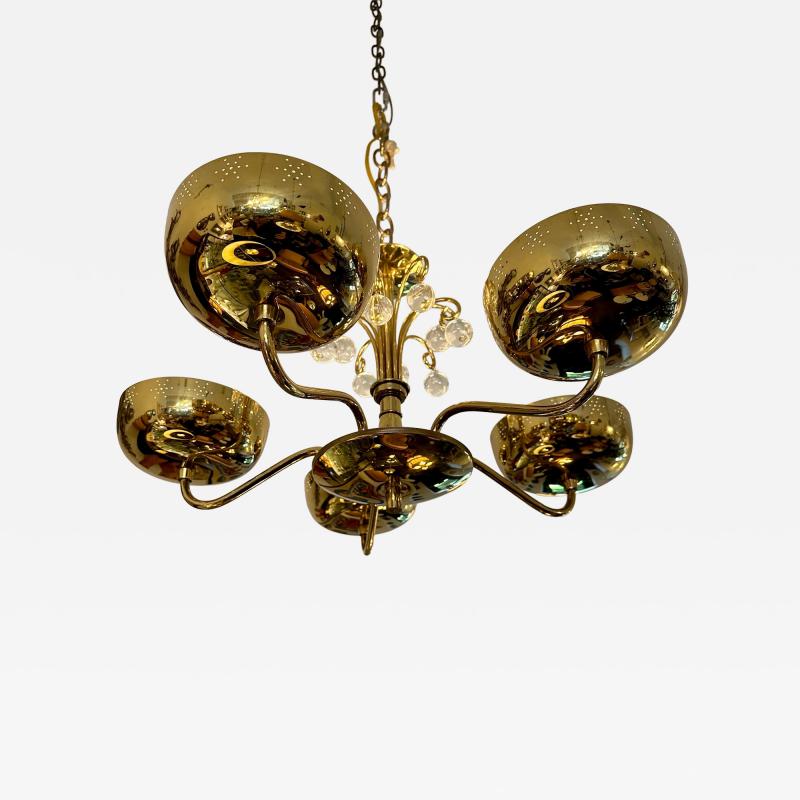  Lightolier Vintage Lightolier 5 Light Perforated Brass Chandelier