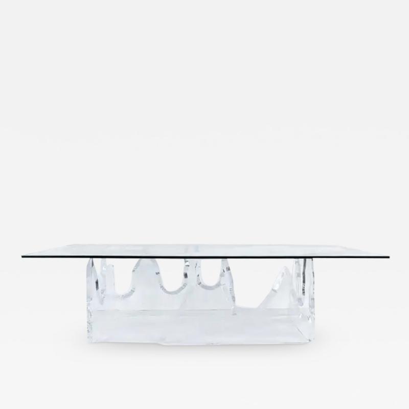  Lion in Frost Lion in Frost Lucite Coffee Table with Glass Top