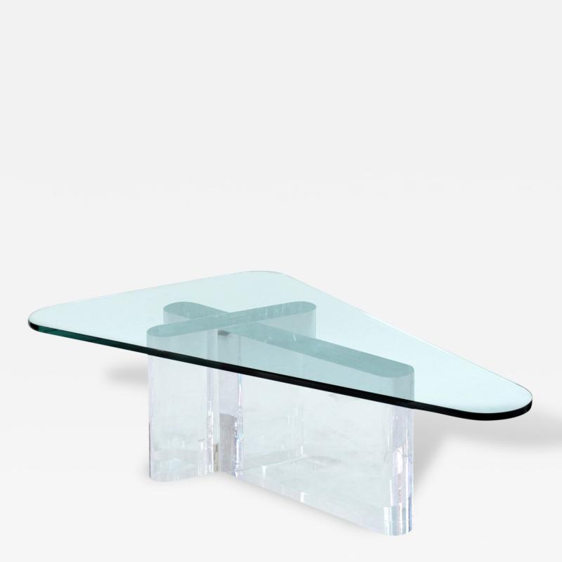  Lion in Frost Sculptural Coffee Table in Thick Lucite with Glass Top by Lion in Frost