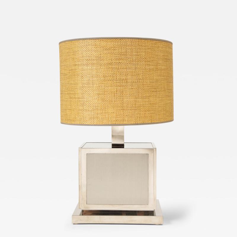  Liwan s Polished Steel Table Lamp with Rattan Shade by Liwans Rome