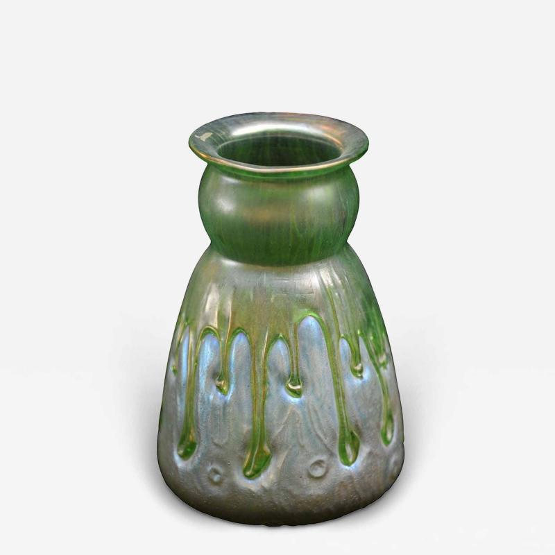  Loetz Austrian or Loetz Iridescent and Applied Glass Vase c 1900 1925 Measures 9 5