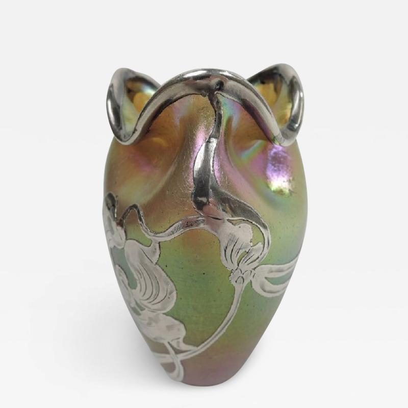  Loetz Glass Gorgeous Loetz Silberiris Art Nouveau Silver Overlay Vase