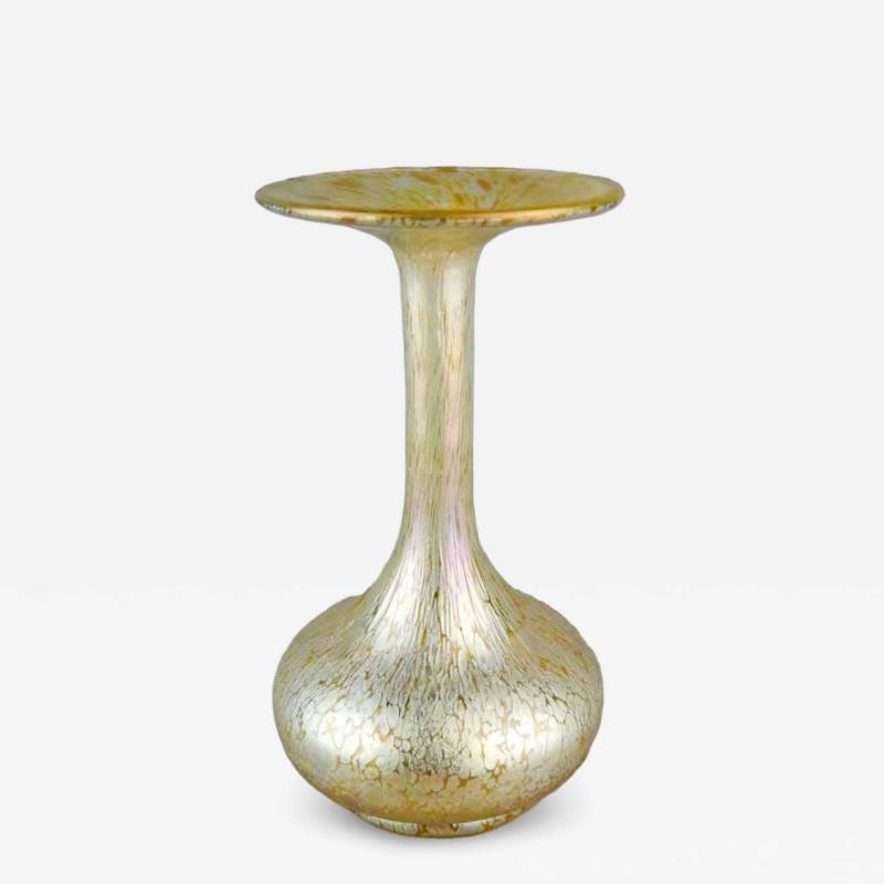  Loetz Loetz Vase Gold Violet Iridescent Glass Intricate Oil Spot Pattern