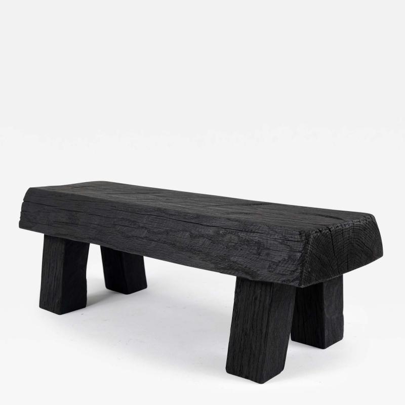  Logniture Black Burnt Wood Brutalist Bench Outdoor Indoor Natural and Eco Friendly