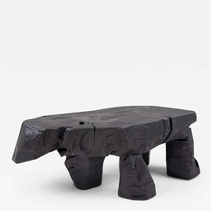  Logniture Brutalist Sculptural Side Table Solid Burnt Oak Wood Unique 1 1 Jownik