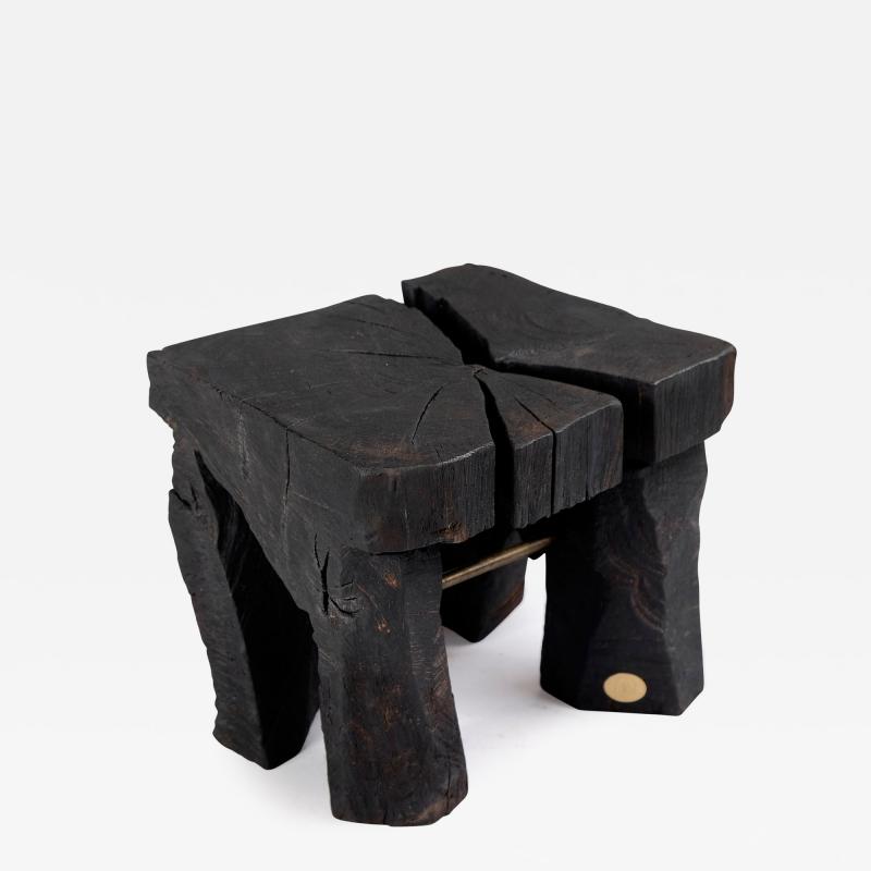  Logniture Jownik Stool Side Table Burnt Wood Black